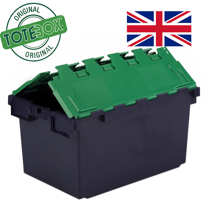 *Pallet of 60 with Dolly & bag of 1000 Seals* 80L Extra Large Attached Lid Container Original Totebox - (710 x 460 x 368h mm)