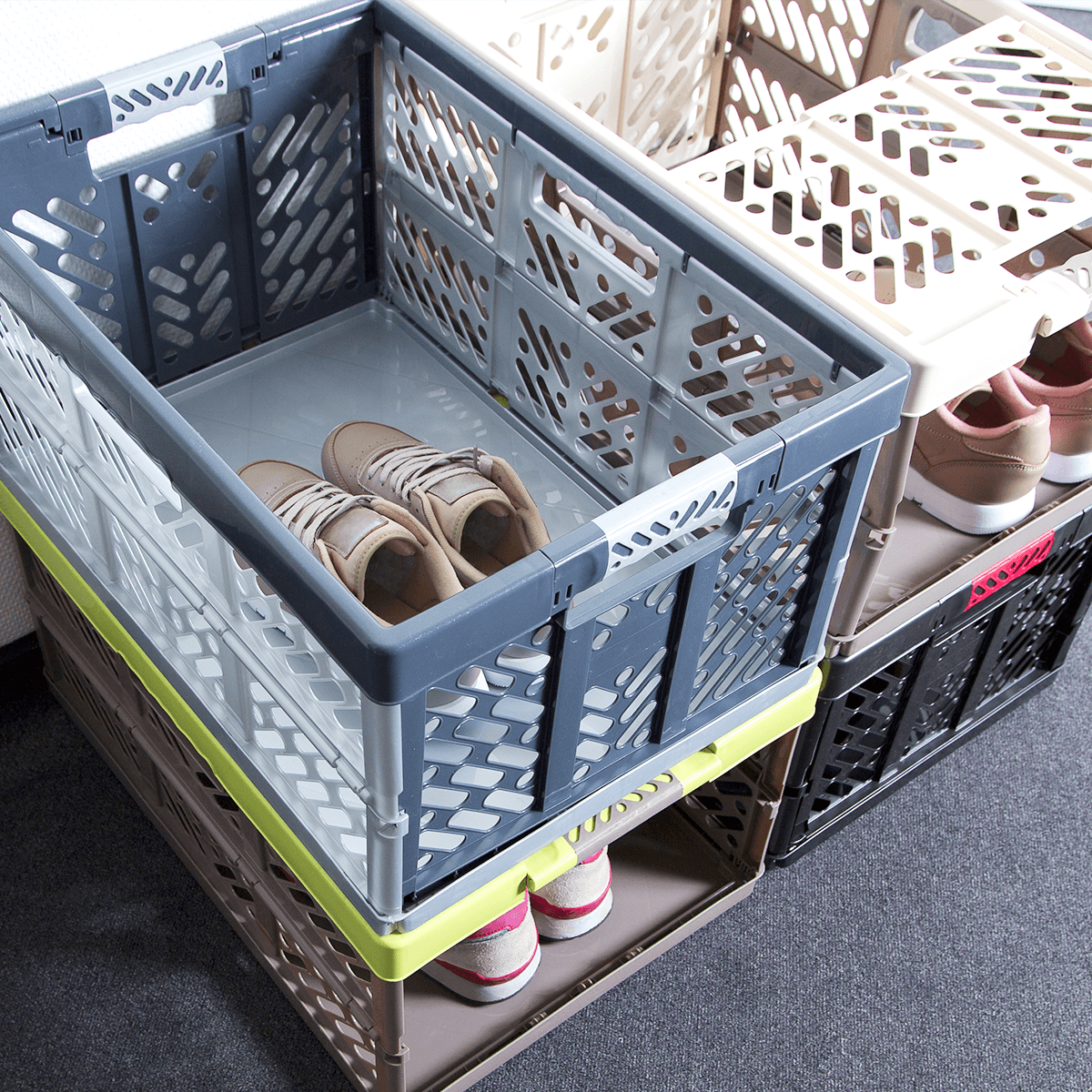 *Bundle of 5* 45L Extra Strong Folding Box with Soft-Touch Handles (540 x 370 x 280mm)