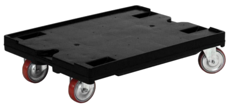 Black ECO plastic dolly for moving Euro containers, ALCs, trays and storage boxes.