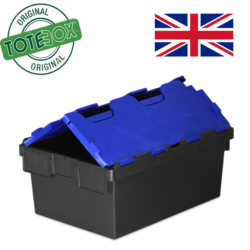 *Pallet of 80* 40L Attached Lid Container Original Totebox -  (600 x 400 x 250h mm)