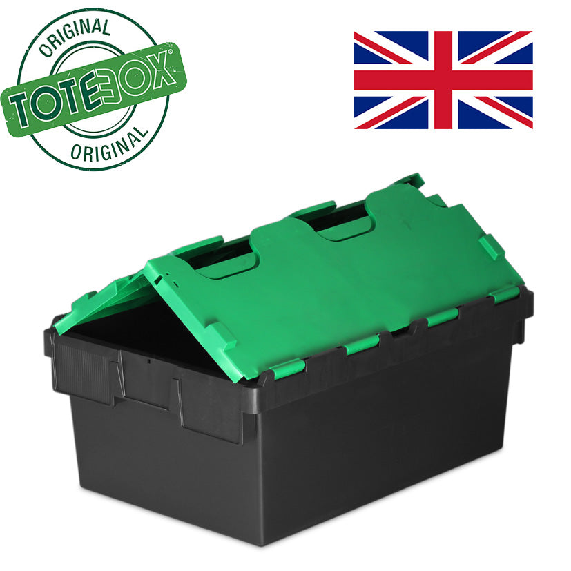 *Pallet of 80 with Dolly & Seals* 40L Attached Lid Container Original Totebox -  (600 x 400 x 250h mm)
