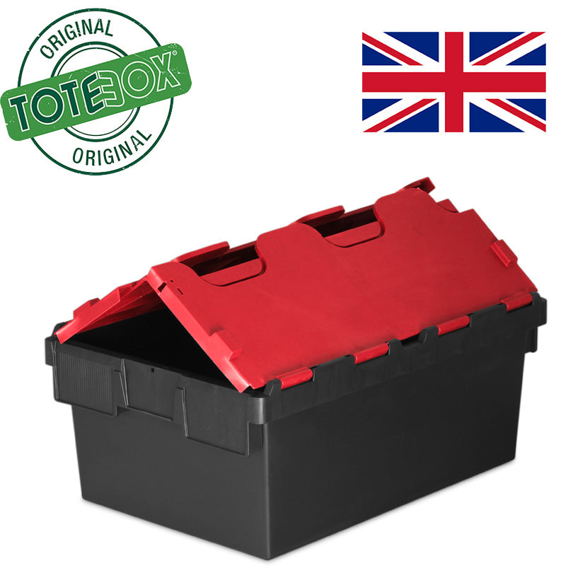 *Pallet of 80 with Dolly & Seals* 40L Attached Lid Container Original Totebox -  (600 x 400 x 250h mm)