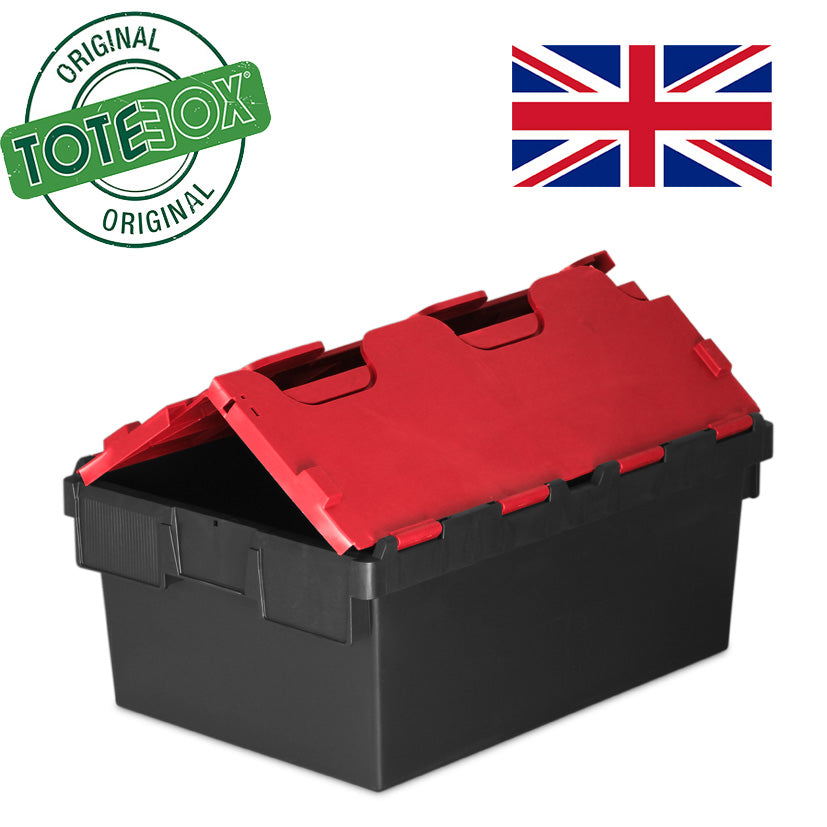 *Pallet of 80* 40L Attached Lid Container Original Totebox -  (600 x 400 x 250h mm)