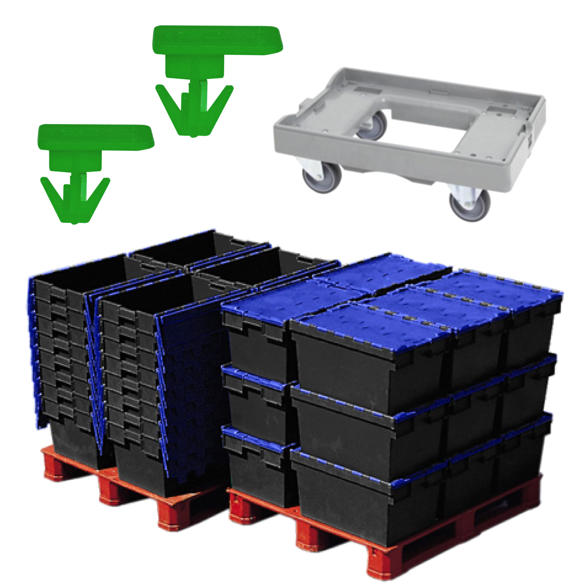 *Combo Deal* 80 x 54L Original Totebox Eco Attached Lid Containers + Dolly + 1000 Seals
