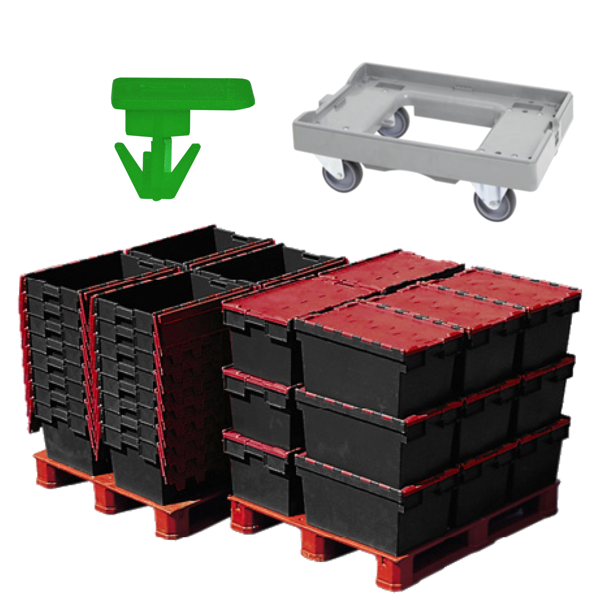 *Combo Deal* 80 x 64L Original Totebox Attached Lid Containers + Dolly + 1000 Seals