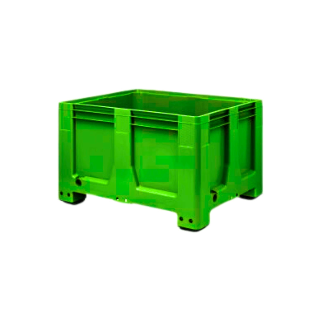 4 x Solid Palletbox, Green With Four Feet, 543L (1200l x 1000w x 760h mm)