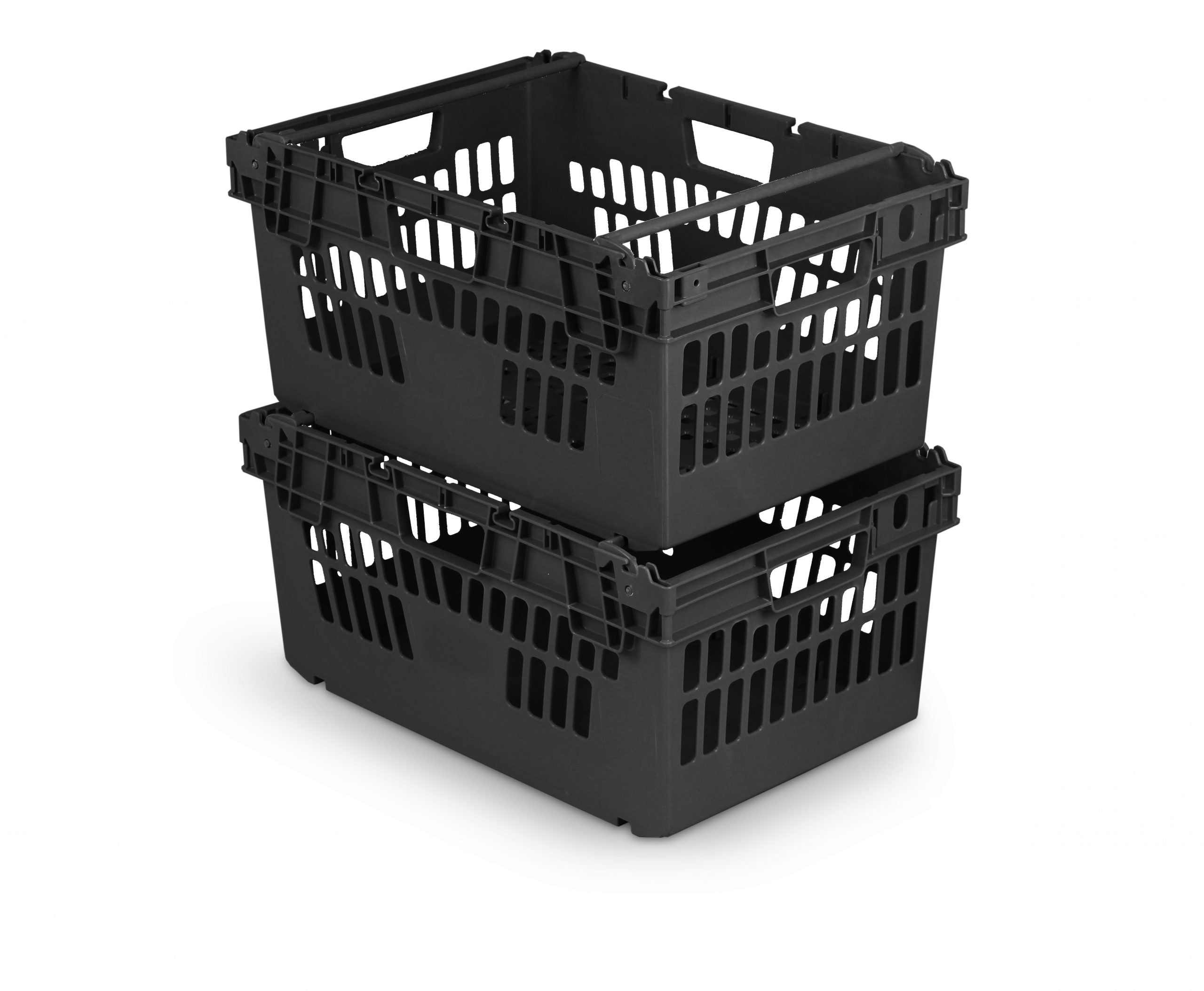*Bundle of 5* 54L Stacking & Nesting Crate Ventilated Sides & Solid Base  (600x400x300mm)